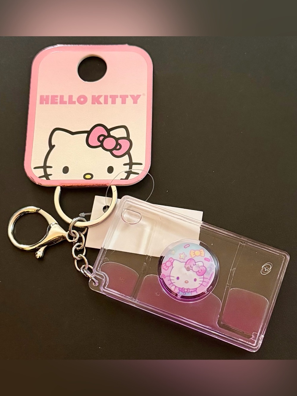 Hello Kitty Pink and Pink Liquid Spinner with Keyring